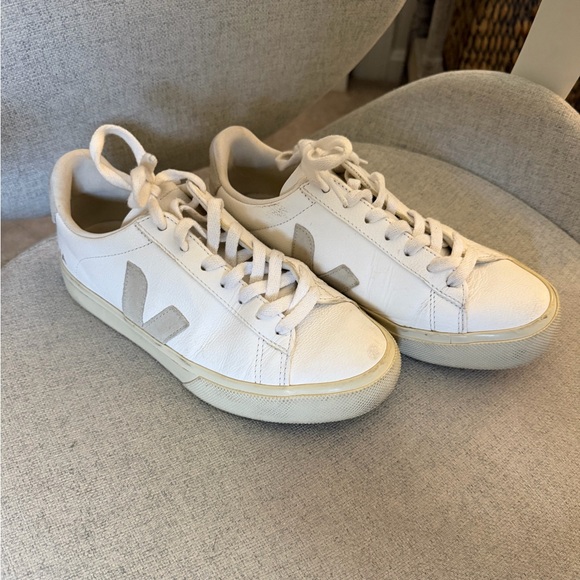 Veja Shoes - Veja Campo Leather White Natural Sneakers - Size 7.5